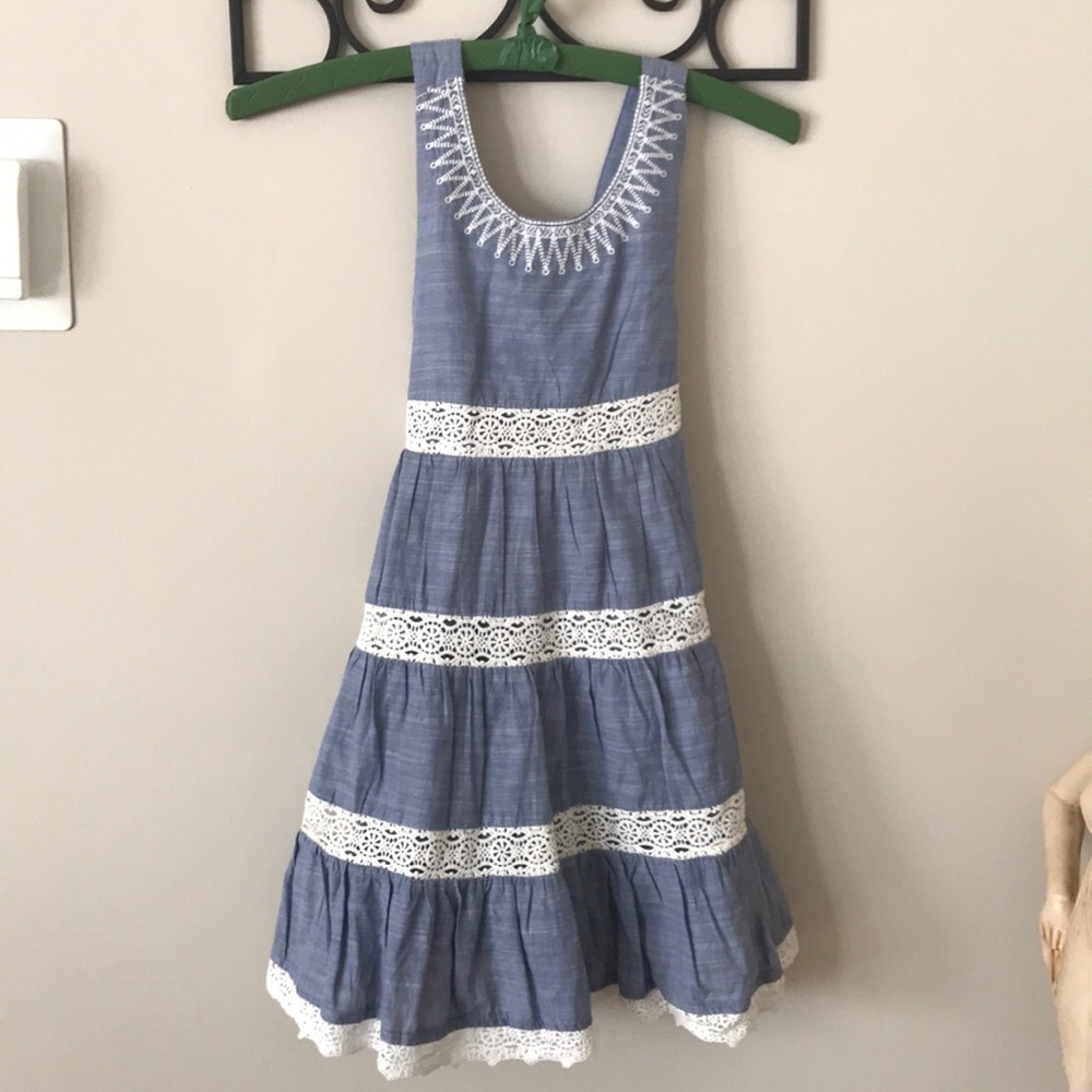 Girls denim and crochet dress size 7